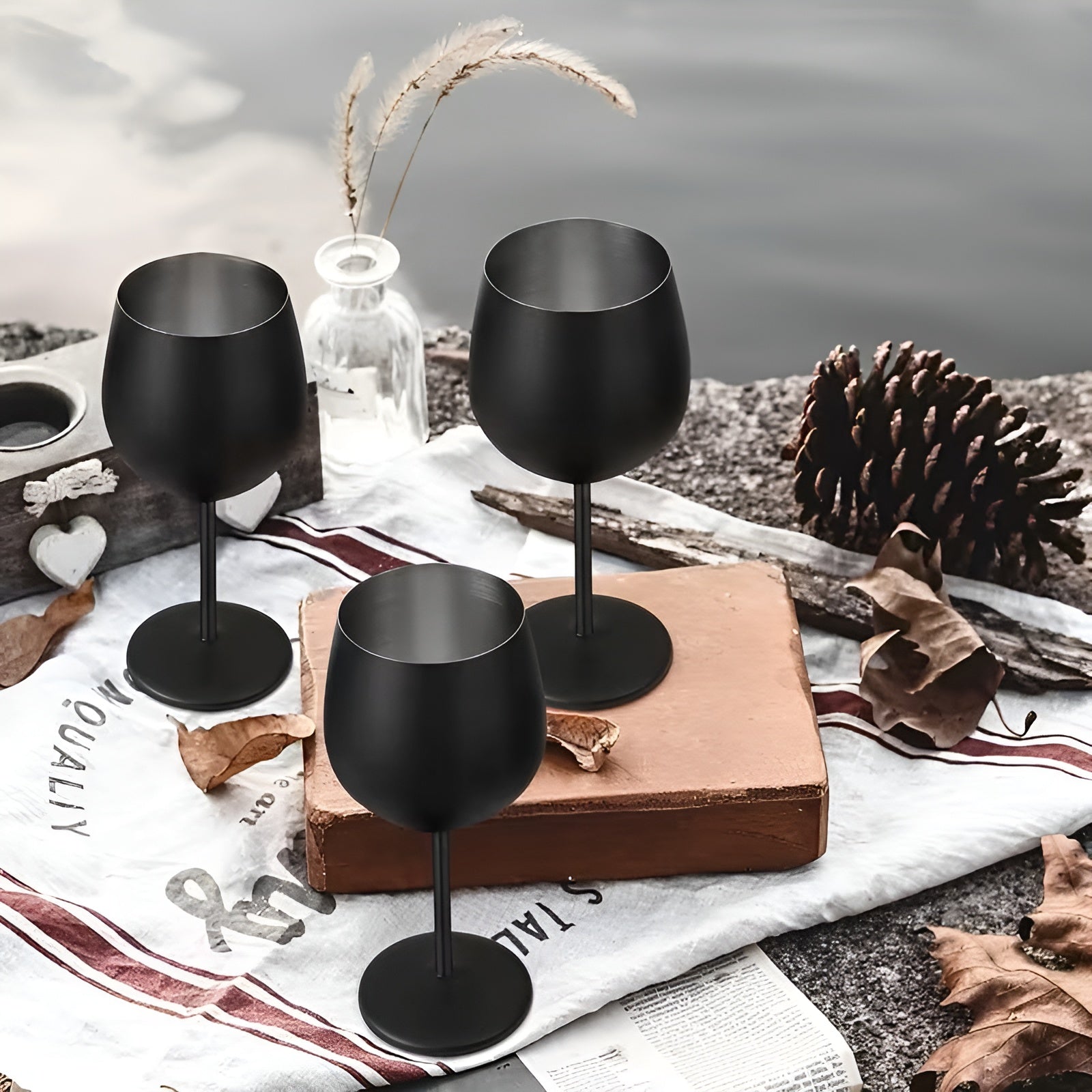 Vinglass i Rustfritt Stål – Bruddsikkert og Stilrent | Perfekt for Utendørsbruk, Reiser og Hjemmet