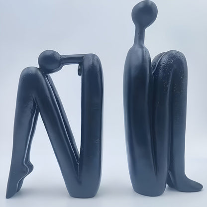 Skulptursett i Kunstharpiks (2 stk) – Moderne og Dekorative Menneskefigurer | Perfekt for Hylle og Stue - Svart