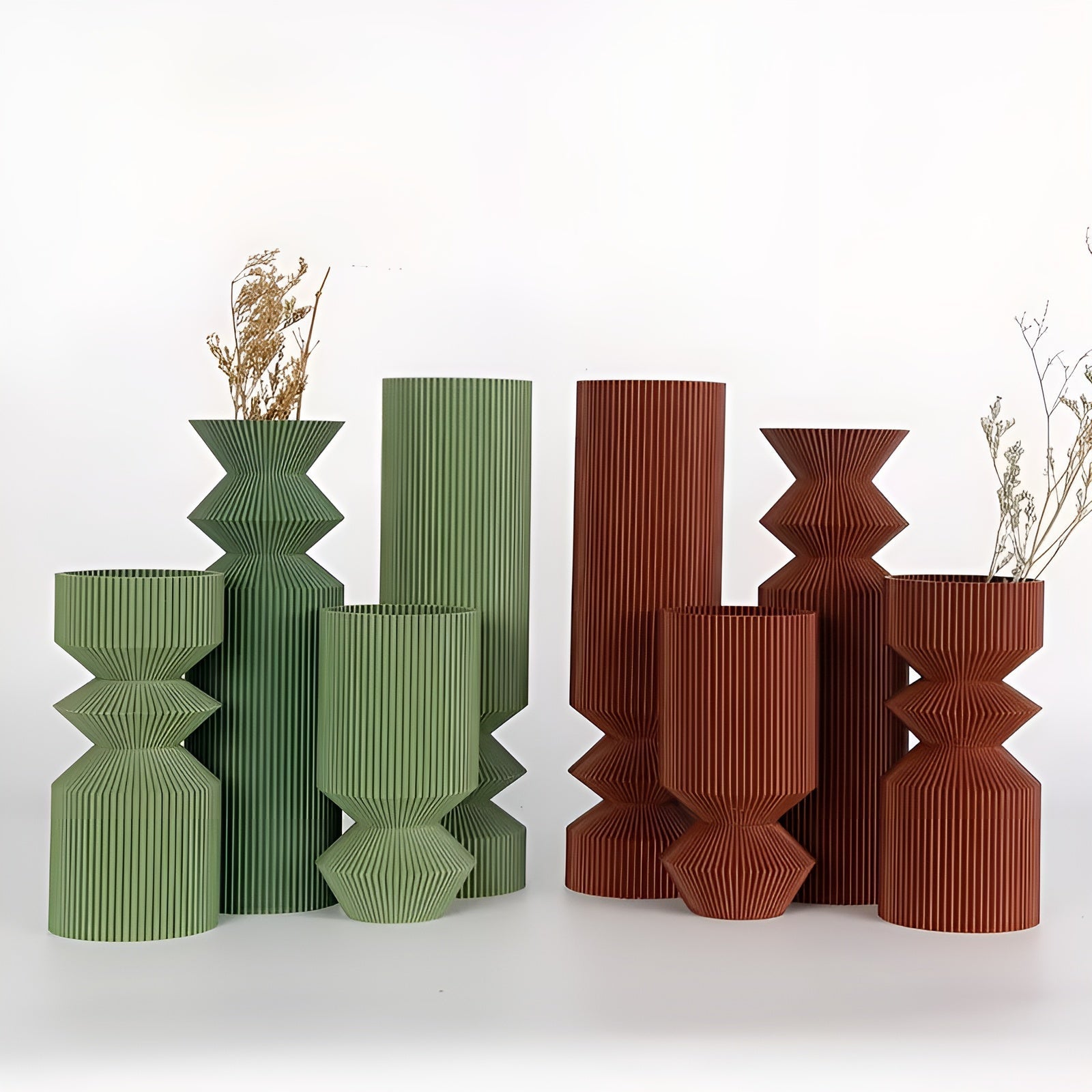 Vasesett i Art Deco-stil (4 deler) – Elegant og Dekorativt | Perfekt for Tørkede Blomster og Interiør