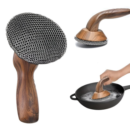Kjettingbørste I Rustfritt Stål – Fjerner Fastbrent Smuss Enkelt | Perfekt For Støpejernspanner Og Dutch Oven - 1