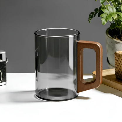 Glasskrussett med Trehåndtak – Varmebestandig og Elegant | Perfekt for Te Vann og Servering - Sett med glass og kopper