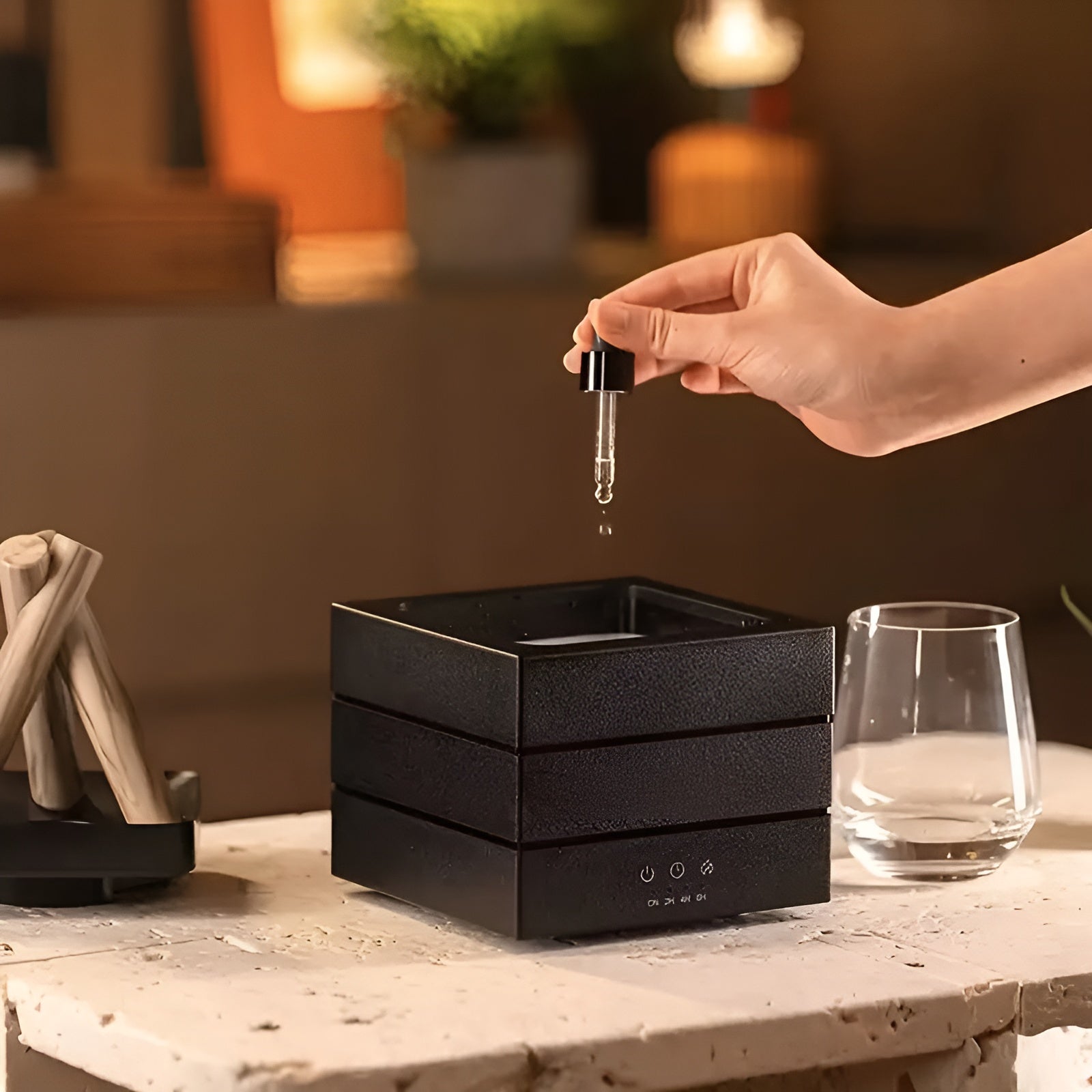 Aroma Diffuser med Flammeeffekt – Luftfukter & LED Stemningslys | Beroligende og Dekorativ for Hjemmet