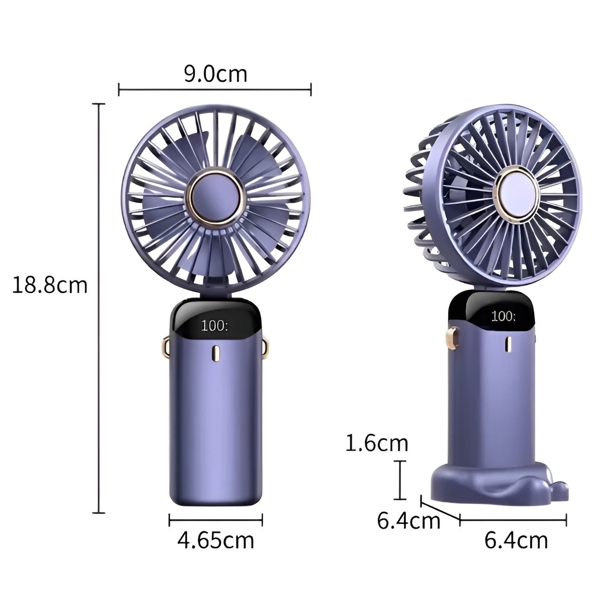 Kompakt Usb-Håndvifte – Bærbar Minivifte Med Led-display, 5 Hastighetsinnstillinger Og Sammenleggbar Design