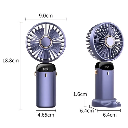 Kompakt Usb-Håndvifte – Bærbar Minivifte Med Led-display, 5 Hastighetsinnstillinger Og Sammenleggbar Design
