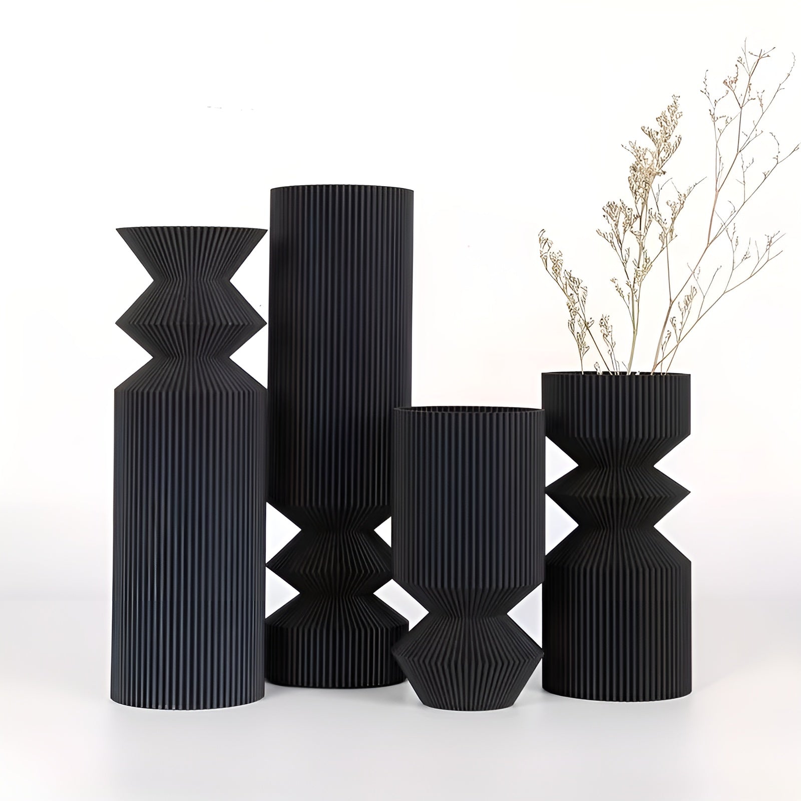 Vasesett i Art Deco-stil (4 deler) – Elegant og Dekorativt | Perfekt for Tørkede Blomster og Interiør