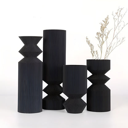 Vasesett i Art Deco-stil (4 deler) – Elegant og Dekorativt | Perfekt for Tørkede Blomster og Interiør