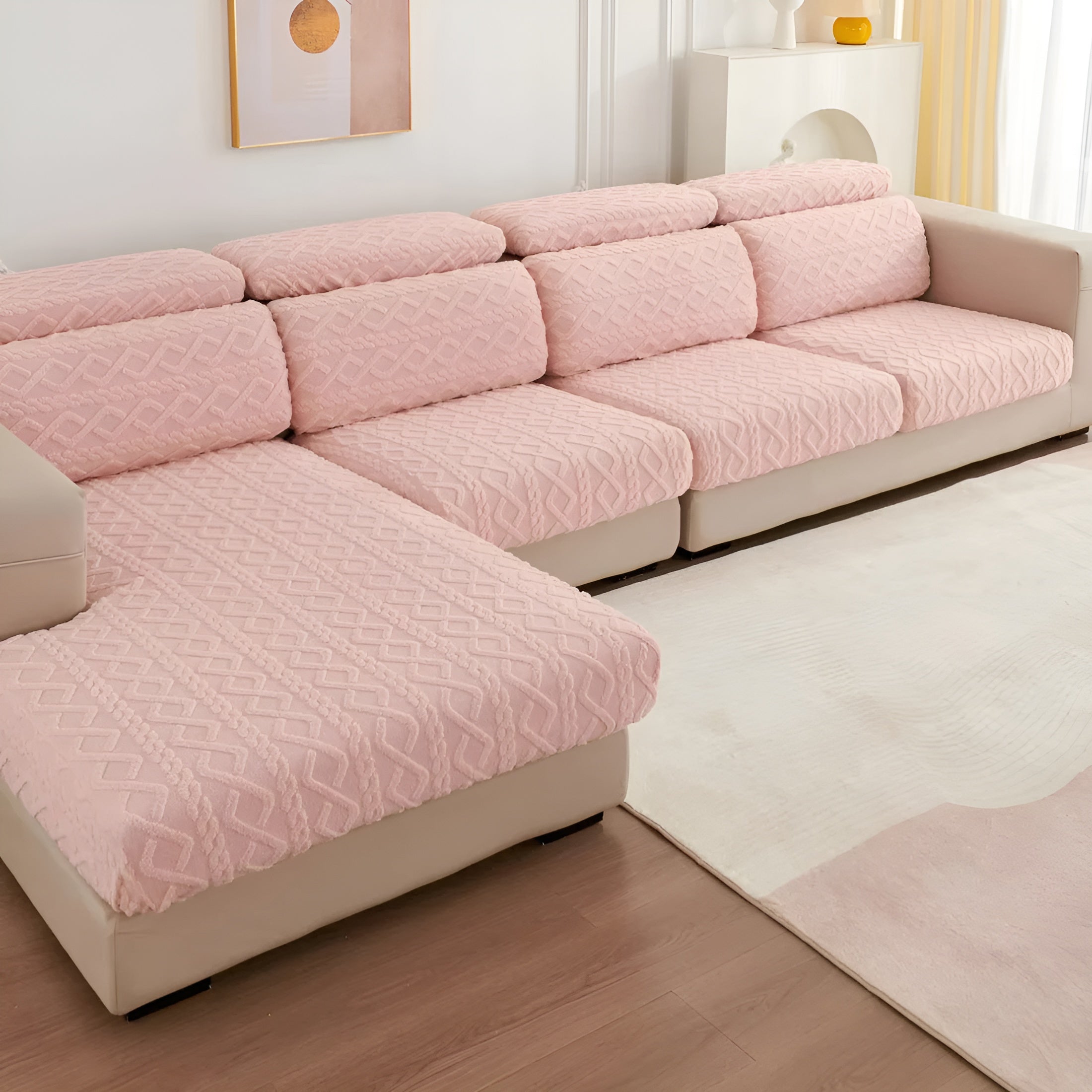 Fløyelssofaovertrekk Med Diamantmønster – Mykt Og Luksuriøst | Passer Perfekt Til Alle Sofaer