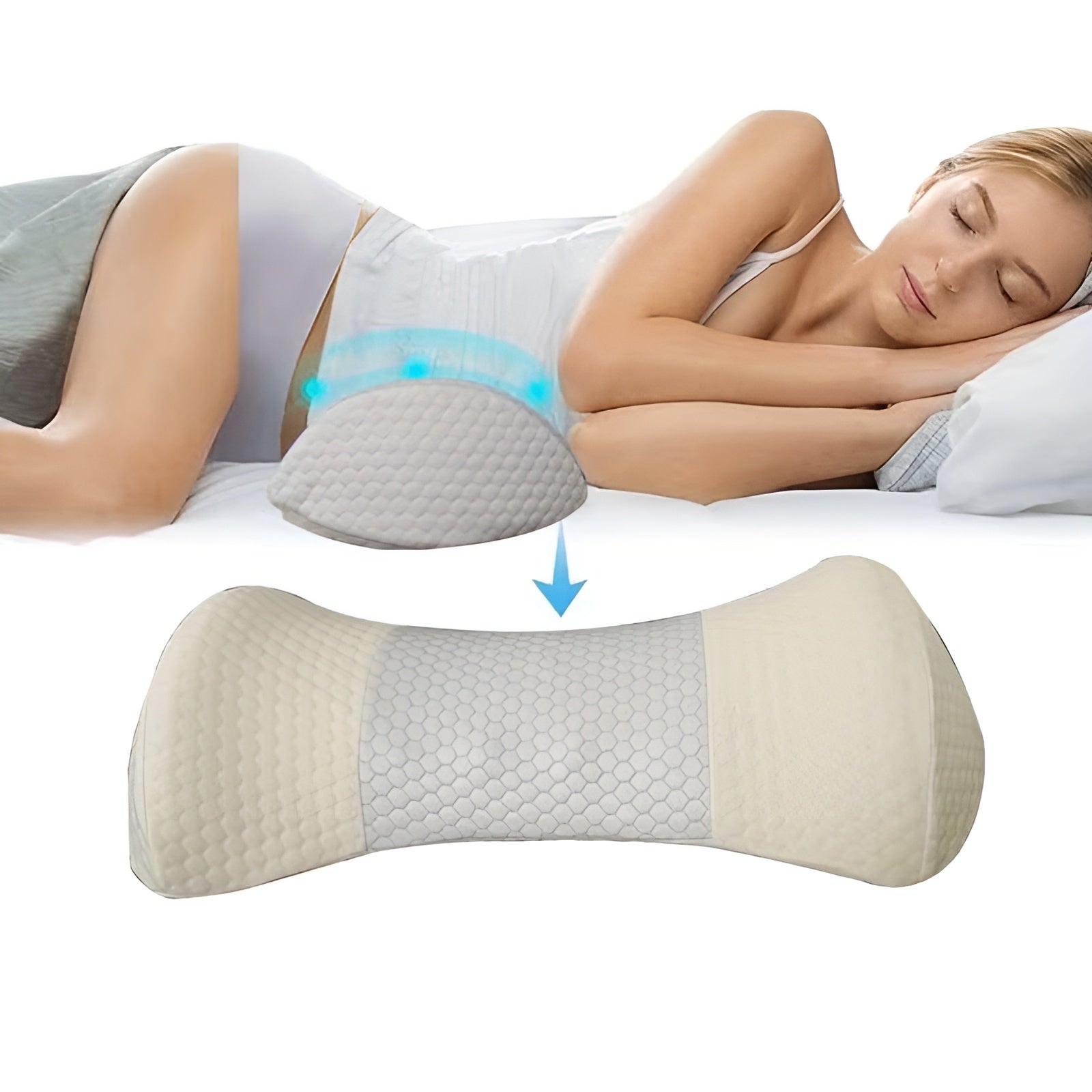 Kjølig Lende- Og Nakkestøttepute – Ergonomisk Og Avlastende | Perfekt For Søvn Og Avslapning - Hvit Blå - Reiseputer