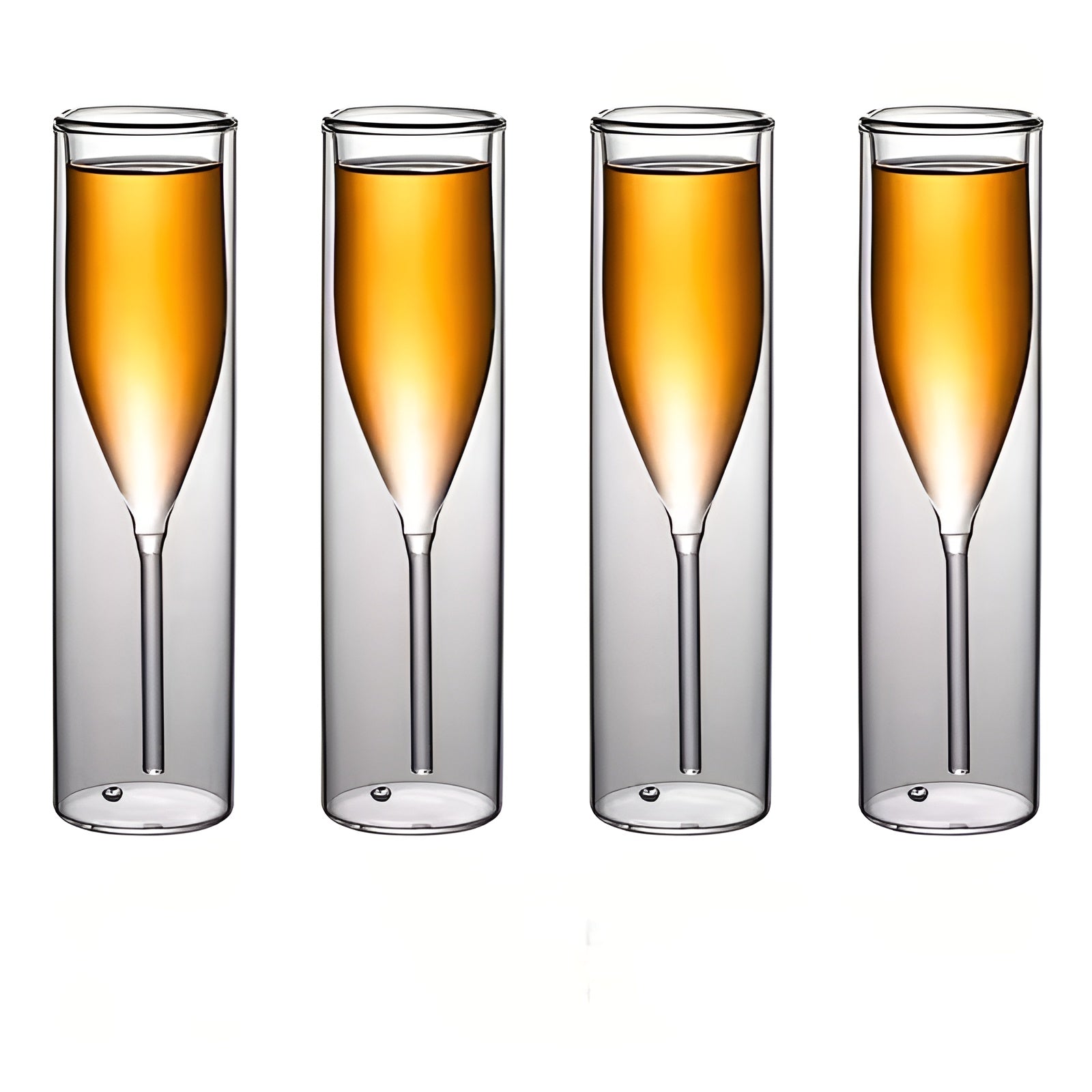 Dobbeltveggede Champagneglass 4-pk – Isolerende og Elegant | Perfekt for Bobler, Cocktails og Fest