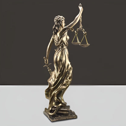 Statue Av Rettferdighetens Gudinne – En Elegant Dekorativ Skulptur Av Justitia