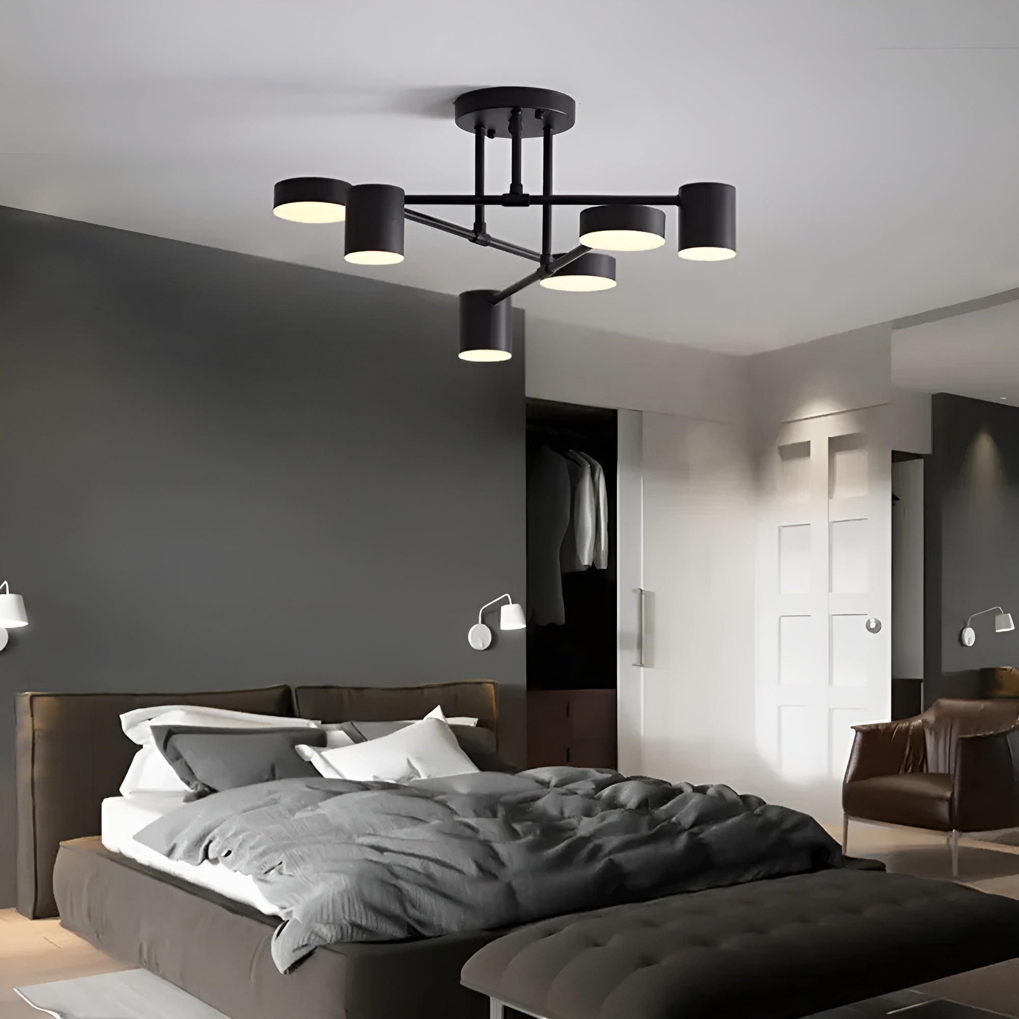 Led-taklampe Med 6 Armer – Moderne Design Og Sterkt Lys | Perfekt For Oppholdsrom