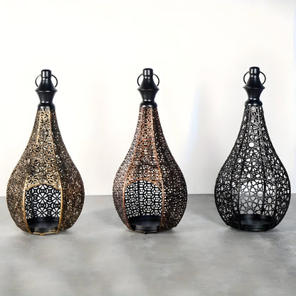 Svala – Lyslykt I Vintage Metall (Håndtak & Glasspaneler)