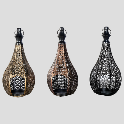 Svala – Lyslykt I Vintage Metall (Håndtak & Glasspaneler)