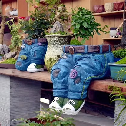 Unik Blomsterpotte i Resin – Denim-inspirert Design | Et Blikkfang for Ethvert Rom