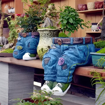 Unik Blomsterpotte i Resin – Denim-inspirert Design | Et Blikkfang for Ethvert Rom