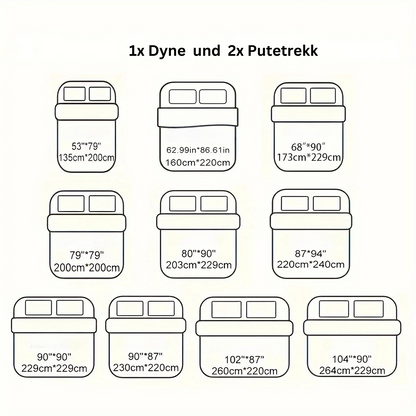 Dynetrekk - Blomster i bomull og Geometrisk mønster Sengesett