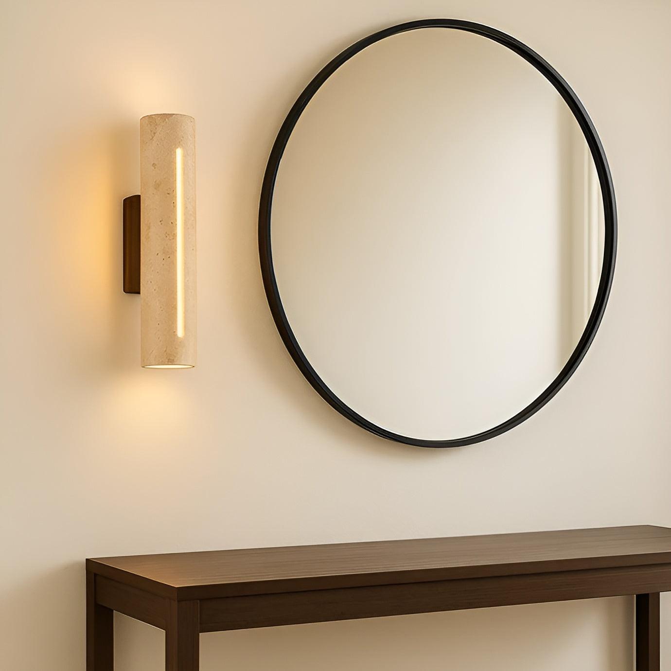 Zylindrisk Vegglampe i Stein – Eksklusiv og Dekorativ | Perfekt for Innendørsbruk