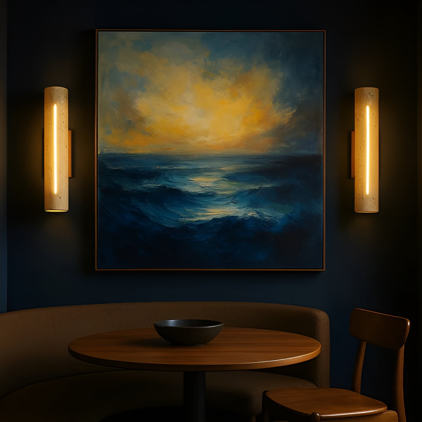 Zylindrisk Vegglampe i Stein – Eksklusiv og Dekorativ | Perfekt for Innendørsbruk