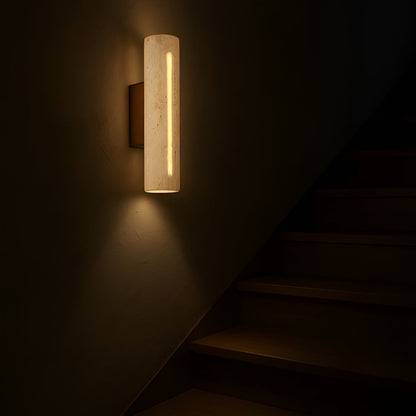 Zylindrisk Vegglampe i Stein – Eksklusiv og Dekorativ | Perfekt for Innendørsbruk