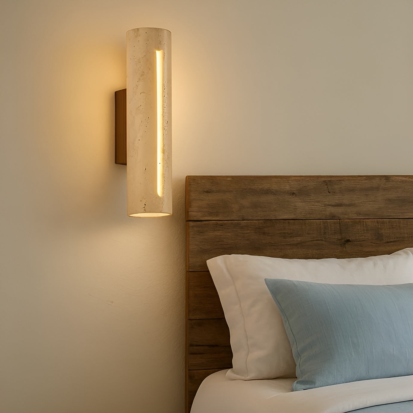 Zylindrisk Vegglampe i Stein – Eksklusiv og Dekorativ | Perfekt for Innendørsbruk