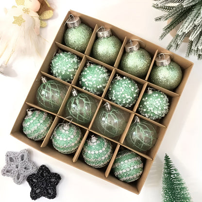 Julekuler Sett (16 stk, Ø 6 cm) – Elegante Kuler i Champagne | Perfekt til Juletreet