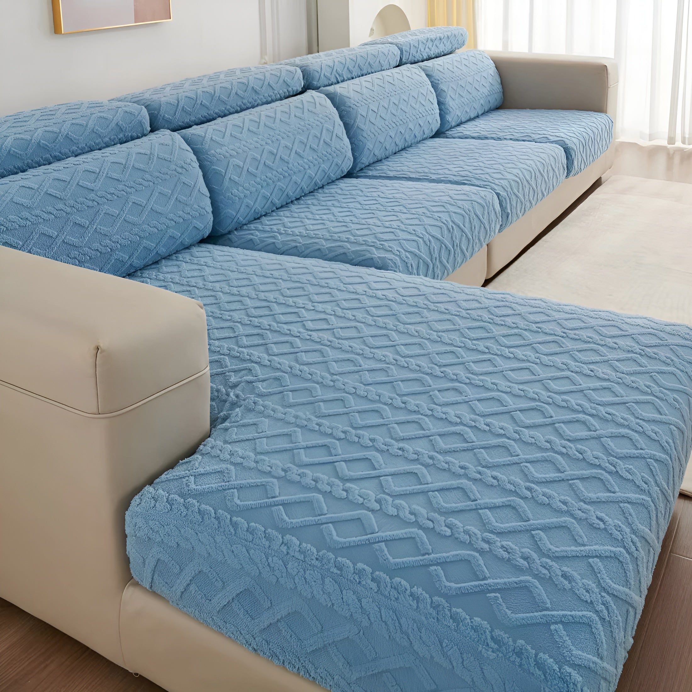 Fløyelssofaovertrekk Med Diamantmønster – Mykt Og Luksuriøst | Passer Perfekt Til Alle Sofaer