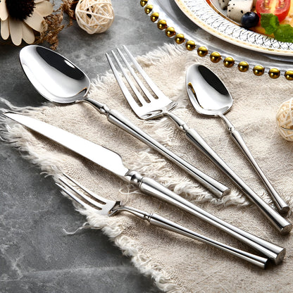 Bestikksett i Rustfritt Stål (24 Deler) – Elegant og Slitesterkt | Perfekt for Stilfull Borddekking - Bestikksett
