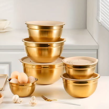 Rustfritt Stål Blandebolle-Sett – Holdbart og Praktisk | 10 Deler med Lokker og Rivjern