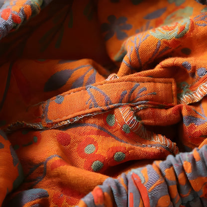 Loungewearsett i Bomull – Vintage Bladtrykk, Krage og Komfortabel Passform