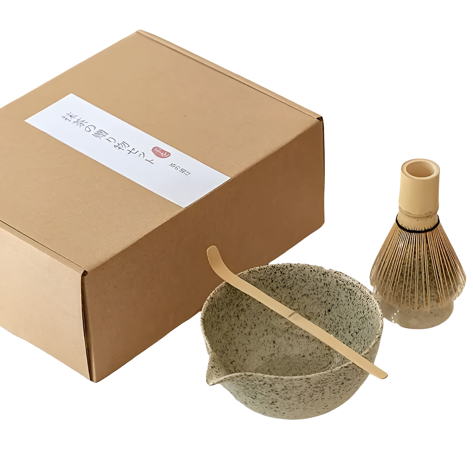 Matcha te-sett i keramikk – 4 deler med bolle og skje | Perfekt som gave og til te-seremonier