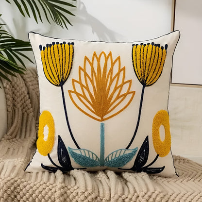 Dekorativ Blomsterpute – Myk og Komfortabel | Koselig Pyntepute til Stue og Soverom - B / 45 x 45 cm - Pynteputer