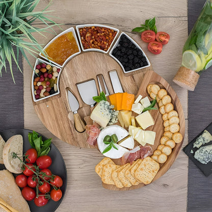 Käsebrett med Ostekniver – Elegant og Dekorativt Serveringsbrett | Perfekt for Ost, Tapas og Kosekvelder