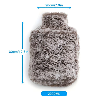 2-Liters Varmeflaske – Ekstra Stor og Varm | Myk Plüsch-Fleece for Avslapning og Komfort