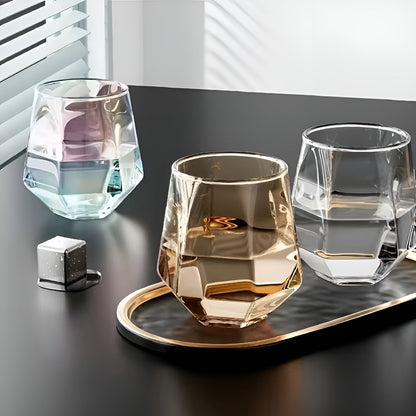 Whiskyglassett I 4 Deler – Geometrisk Design Og Fargerike Tumblerglass | 300 ML, Perfekt Til Whisky, Cocktailer Og Gaver