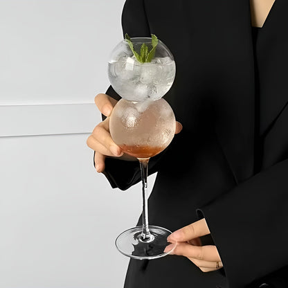 Sett Med 2 Glassbeger I Kuleform – Elegante Og Dekorative | Kan Brukes På Nytt Med Glassstrå Perfekte Til Juice Drinker