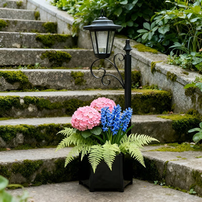 Solcellelampe med Blomsterpotte – Dekorativ og Stemningsfull | Perfekt for Balkong og Terrasse - Belysning for gangstier