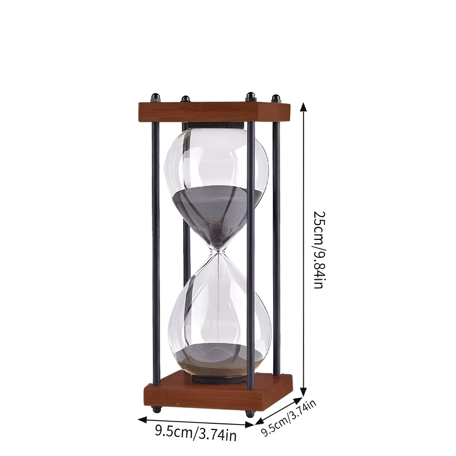 Gratis 60-minutters Timeglass – Kreativt Dekorativt Retrodesign I Svart | Metallramme Med Ripebestandig Sokkel