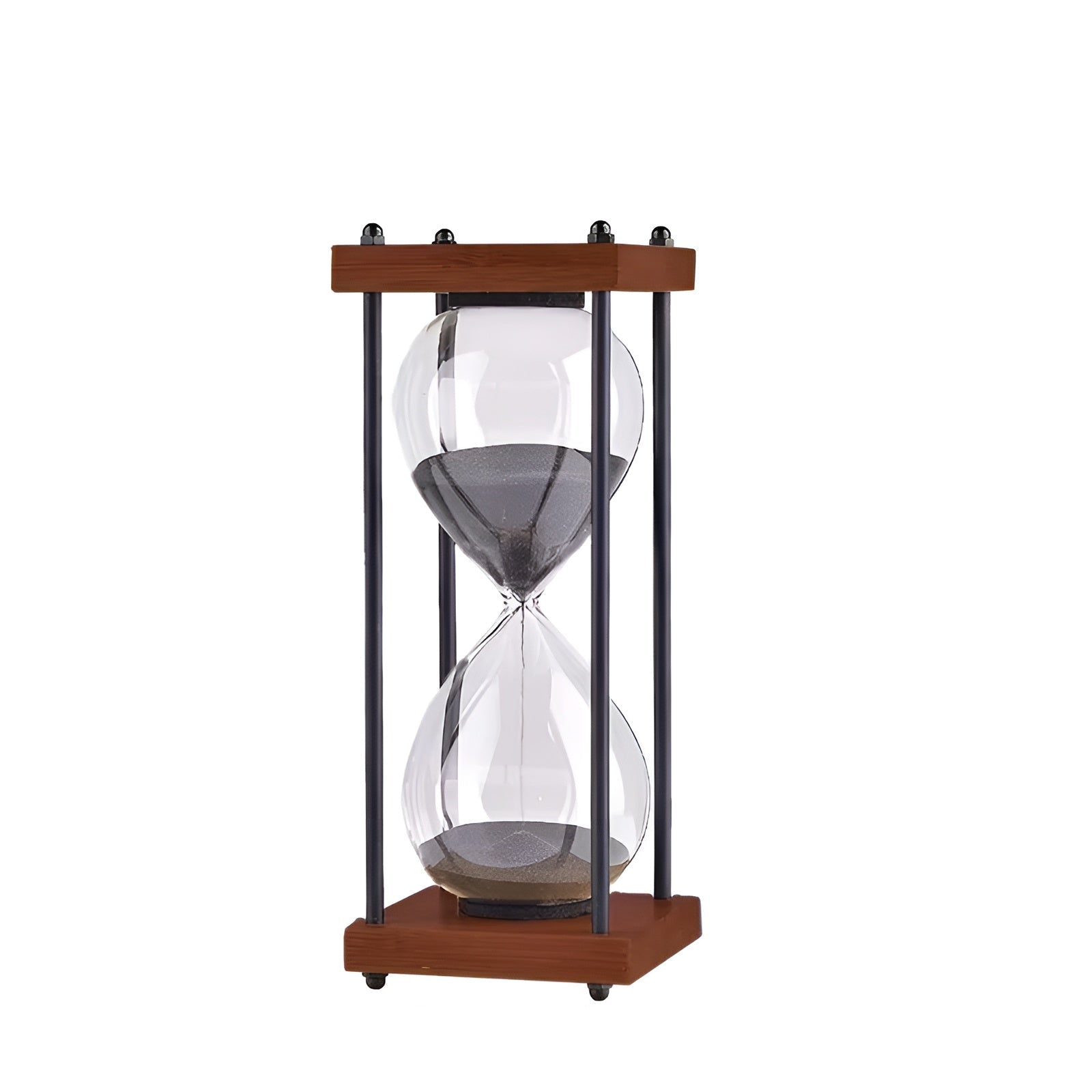Gratis 60-minutters Timeglass – Kreativt Dekorativt Retrodesign I Svart | Metallramme Med Ripebestandig Sokkel