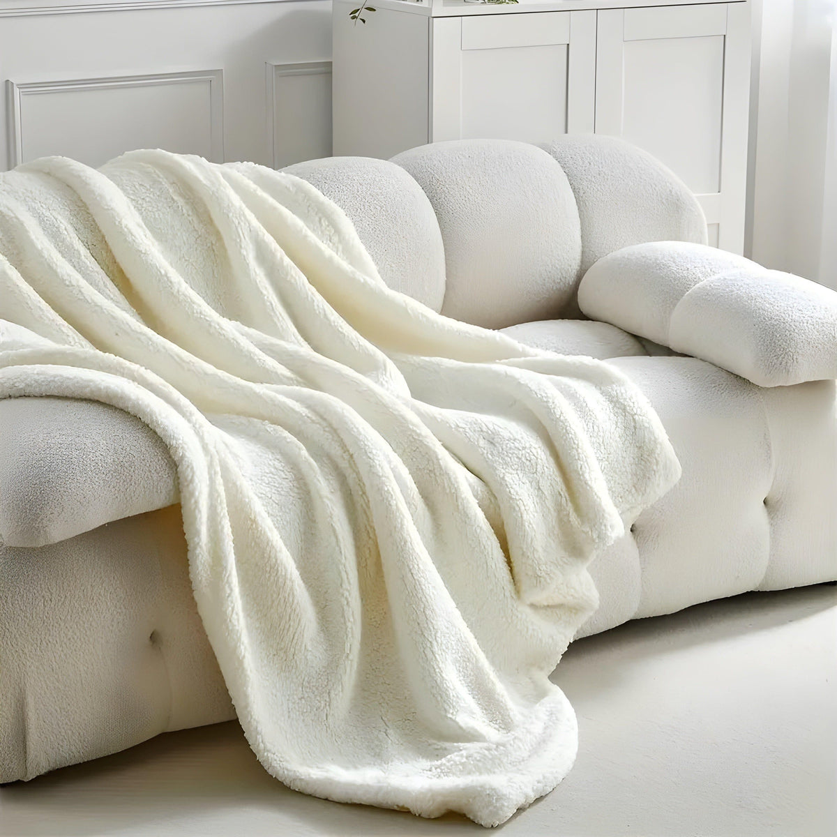 DoubleCozy Pledd – Avslappet Dobbeltsidig Sherpa-fleecepledd