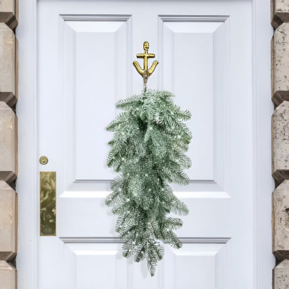 Kunstig Julegirlander – Med Snøperler og Frostet Effekt | Dekorativ Hengedekor til Dør, Peis og Rekkverk