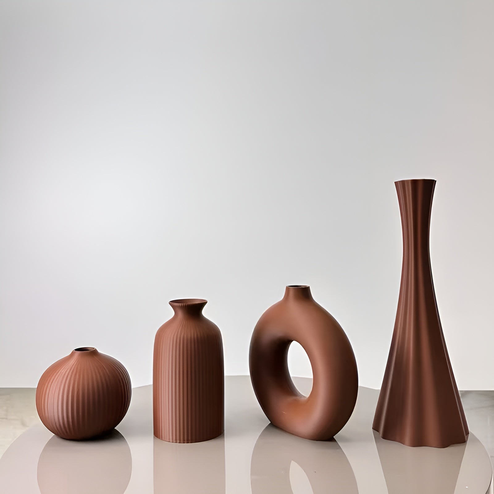 Boho Vase Sett (4 stk) – Dekorativt og Stilrent | Perfekt for Tørkede Blomster og Borddekorasjon - Vaser