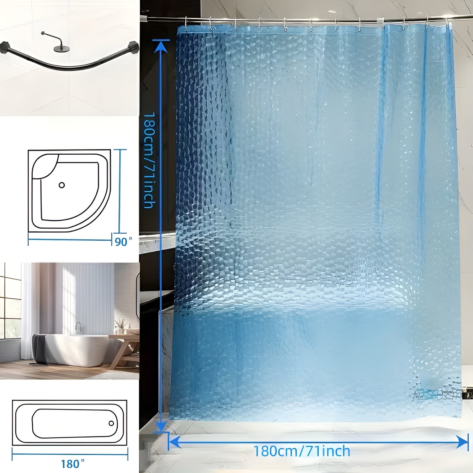 Dusjforheng med Vannmønster – Halvtransparent og Lettstelt | Moderne Dekor til Badet