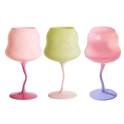 3er Set Bunte Whiskygläser 500 ml – Vintage Design mit Drehstruktur | Große Cocktail- & Weingläser für Party & Geschenk