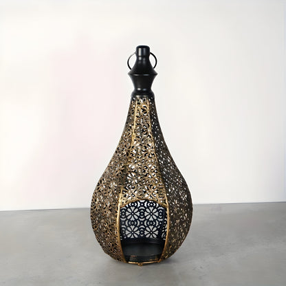 Svala – Lyslykt I Vintage Metall (Håndtak & Glasspaneler)