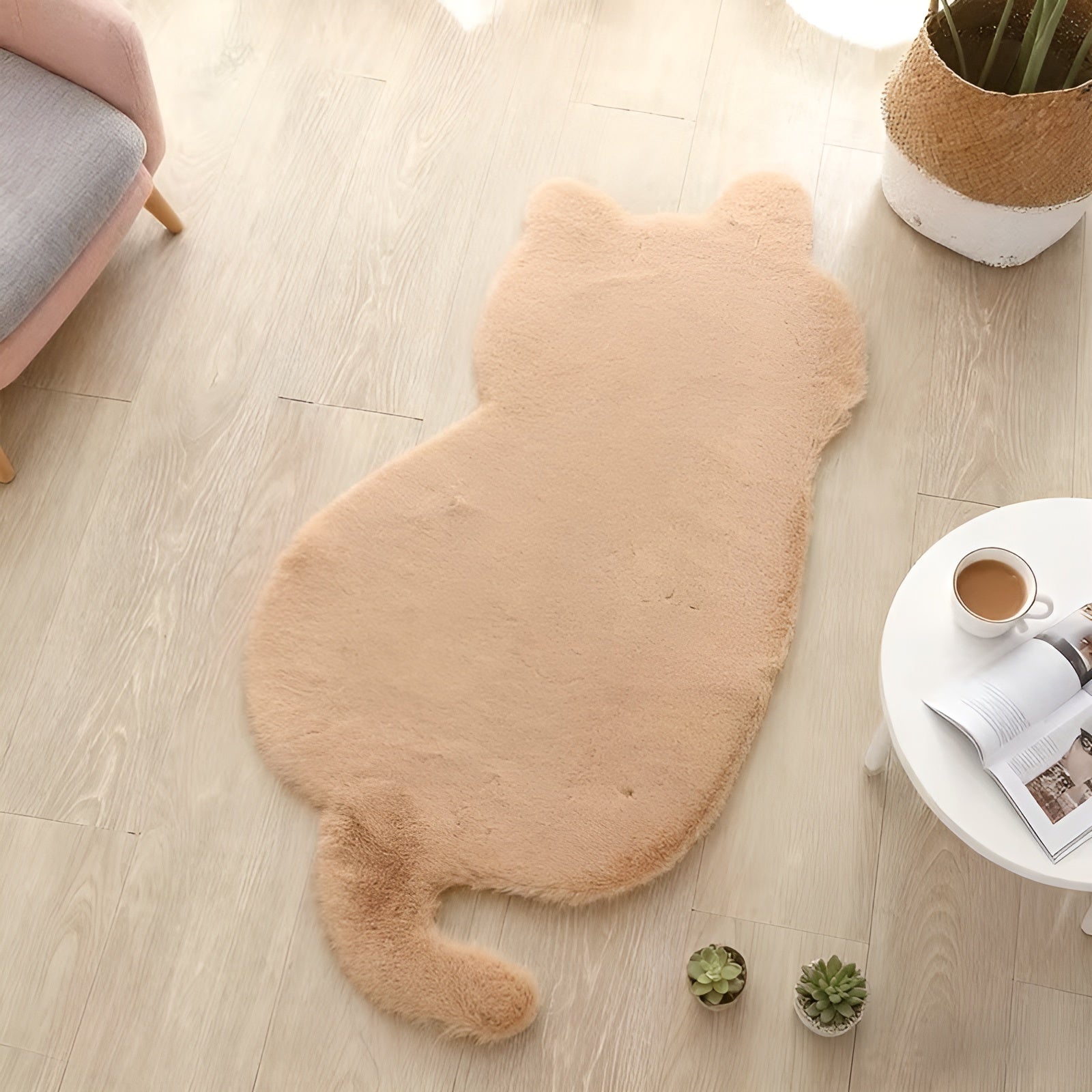 Lite Katteformet Teppe – Mykt og Koselig | Perfekt for Sofa Hylle eller Kommode - 45*70cm/17.71*27.56 tommer / Kaki