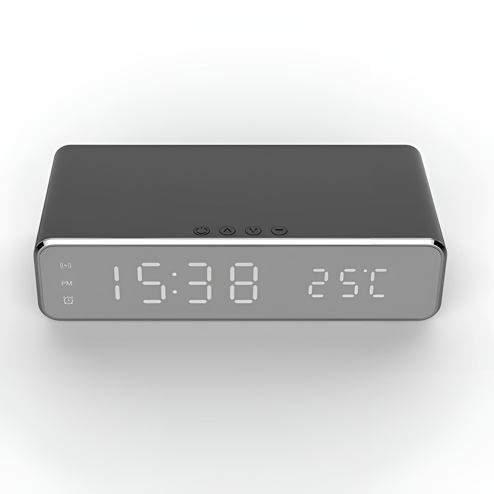 LED Vekkerklokke – Med Trådløs Lading | Moderne og Praktisk for Soverom og Nattbord