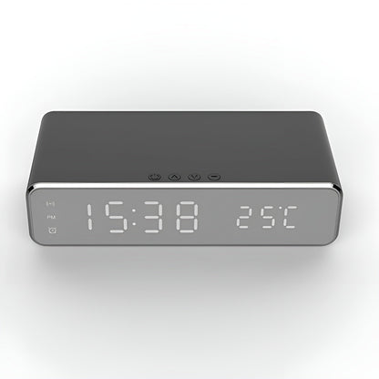 LED Vekkerklokke – Med Trådløs Lading | Moderne og Praktisk for Soverom og Nattbord