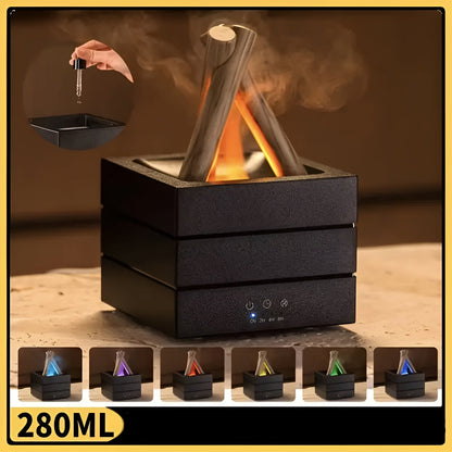 Aroma Diffuser med Flammeeffekt – Luftfukter & LED Stemningslys | Beroligende og Dekorativ for Hjemmet