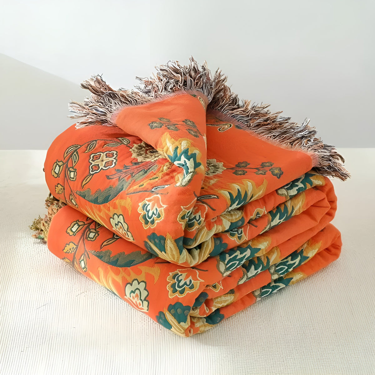 Sansoti Marigold Pledd – Vendbart, Vintage Blomstermønster | Mykt og Stilfullt