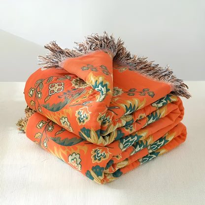 Sansoti Marigold Pledd – Vendbart, Vintage Blomstermønster | Mykt og Stilfullt